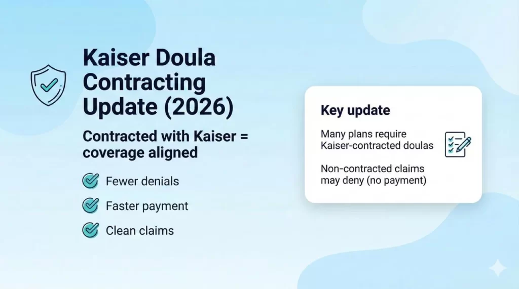 Kaiser doula contracting update banner for billing and reimbursement guidance